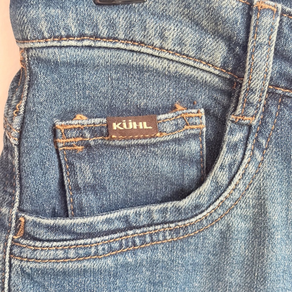 Kühl Kontour Wide Leg Denim Jeans 10 Short Gorpcore Blue Recycled Cotton Stretch - Picture 8 of 10